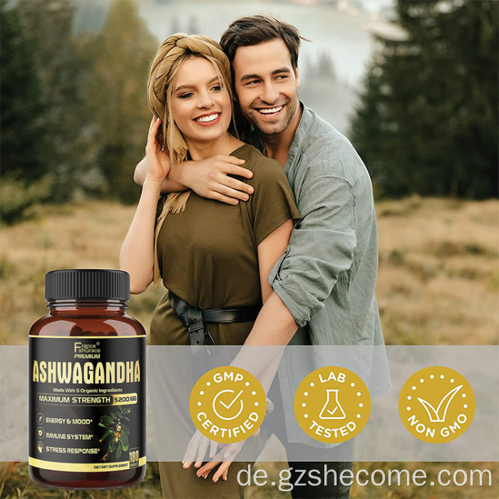 Ashwagandha -Kapseln Ergänzung zur Unterstützung der Stressreaktion